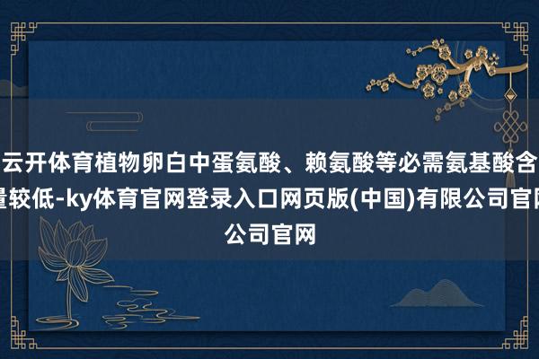 云开体育植物卵白中蛋氨酸、赖氨酸等必需氨基酸含量较低-ky体育官网登录入口网页版(中国)有限公司官网
