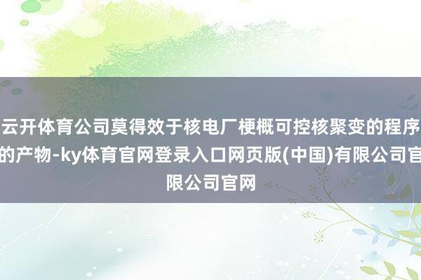 云开体育公司莫得效于核电厂梗概可控核聚变的程序上的产物-ky体育官网登录入口网页版(中国)有限公司官网