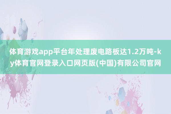 体育游戏app平台年处理废电路板达1.2万吨-ky体育官网登录入口网页版(中国)有限公司官网